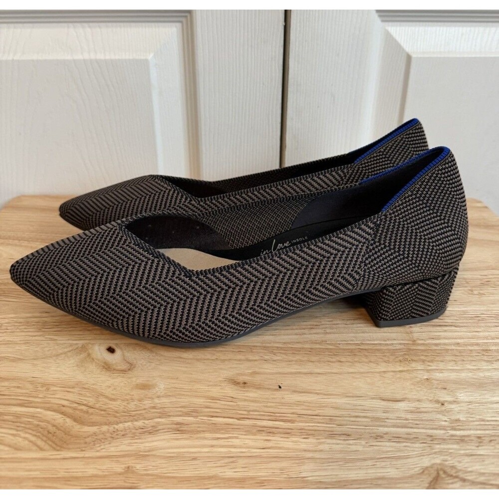 Rothy’s The High Point Block Heel Brown Herringbone size 12.5 Shoes